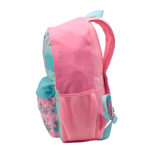 Zaino Americano Angel & Stitch adattabile a carrello. Schienale imbottito e compartimento per laptop. Con accessorio a forma di cuore.