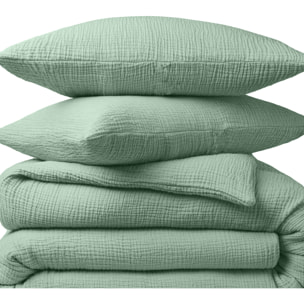 Paire de Taies d'oreiller gaze de coton vert givrée