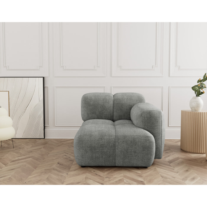 Grace - module d'assise droit en velours texturé - Gris