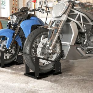 Caballete de Moto Carga 816,5 kg Soporte para Rueda Delantera de Motocicleta Robusta con Altura Ajustable en 3 Niveles para Ruedas Ø38,1-53,34 cm Negro