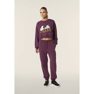 Pantalone jogger donna in felpa con piccola stampa Snoopy