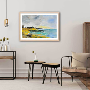 Affiche production aquarelle bretonne Affiche + cadre en bois - Chêne