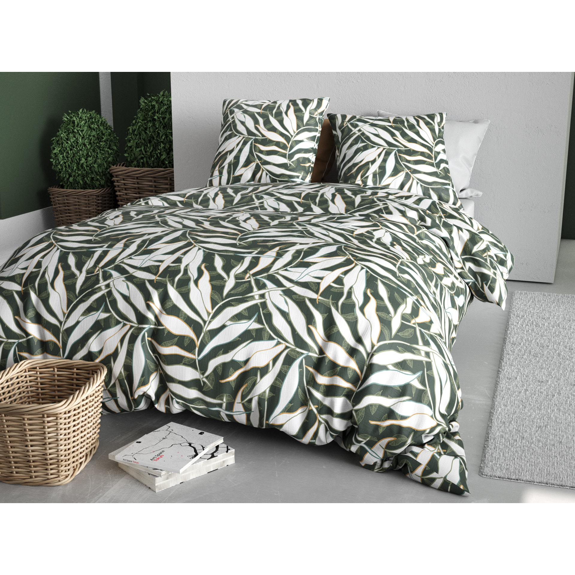 Parure housse de couette imprimée 220x240cm + 2 Taies 100% coton 57fils FILVERDE