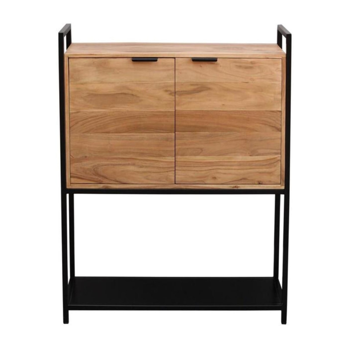 Buffet haut en bois massif et métal noir 2 portes L85 cm ARTHUS