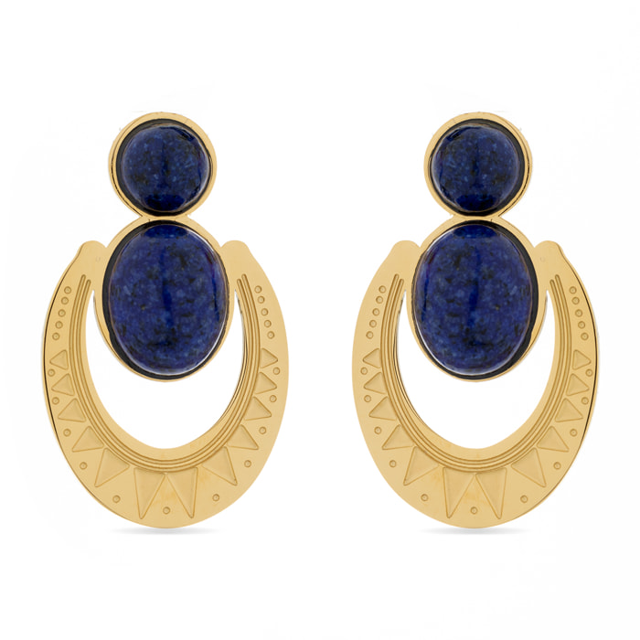 Pendientes de Lapislazuli Natural acabados en oro amarillo de 18K- Euwil