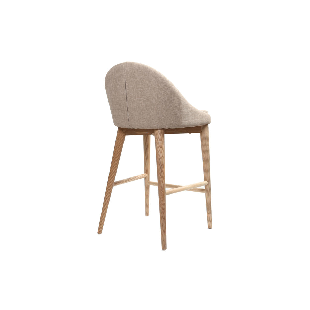 Tabouret de bar design en tissu beige et bois clair 65 cm DALIA