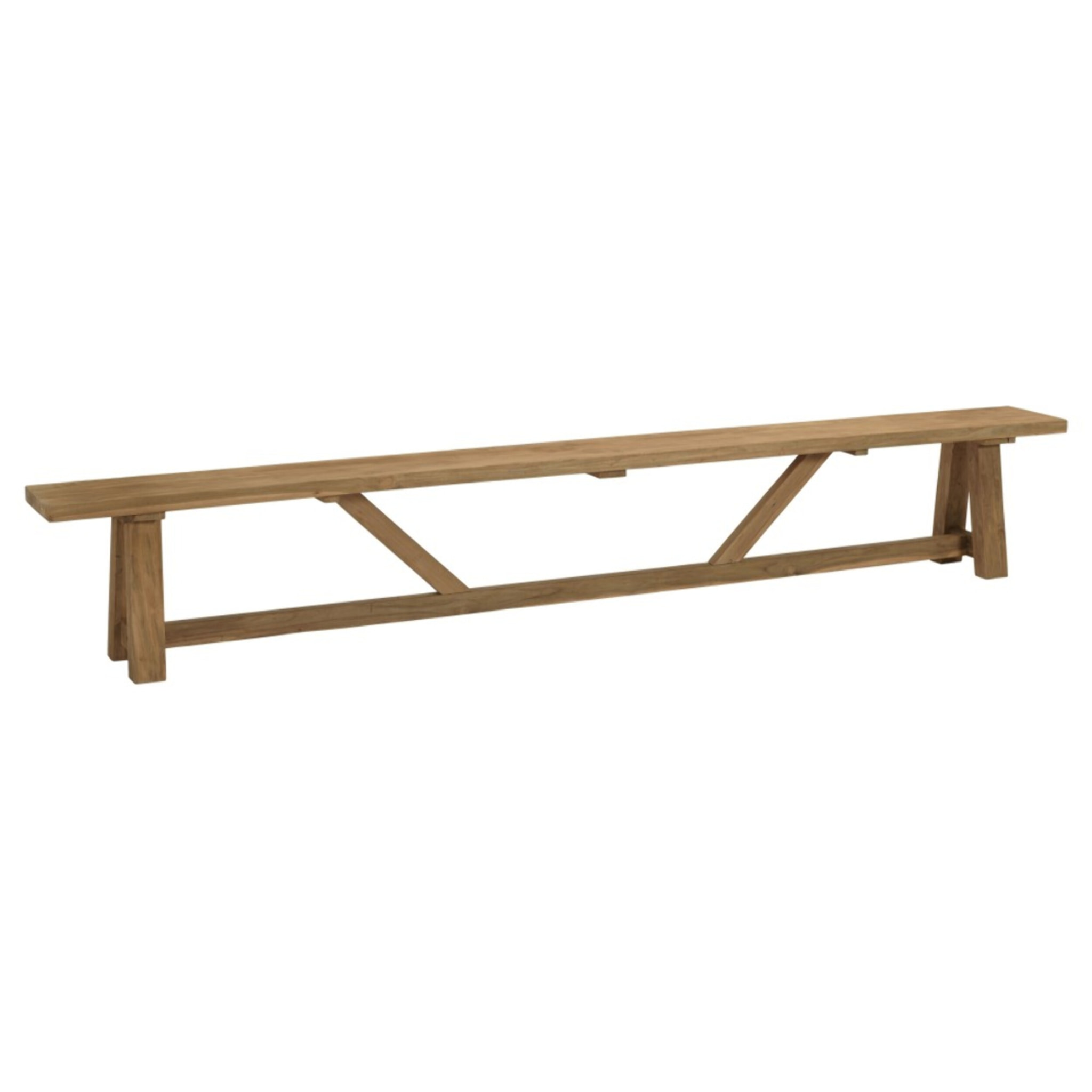 KALLY - Banc de jardin 300x28cm en bois de teck recyclé naturel