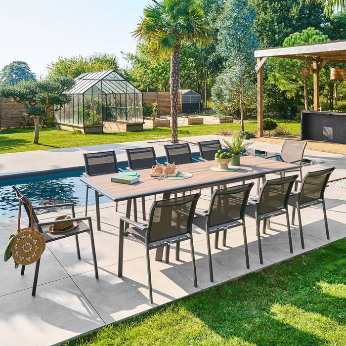 Table de jardin 10 places Pavane extensible gris graphite