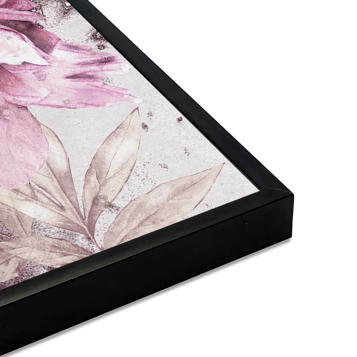 Affiche encadrée fleur rose artistique Affiche + cadre en métal - Noir