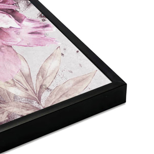 Affiche encadrée fleur rose artistique Affiche + cadre en métal - Noir