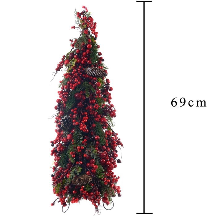 Cono con Bacche - Pezzi 1 - Colore Verde - 23x69Hx23cm - Bianchi Dino