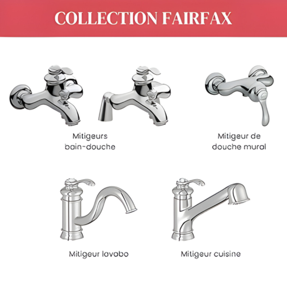 Jacob Delafon - Ensemble Mitigeur Bain Douche mécanique mural avec douchette et flexible Fairfax