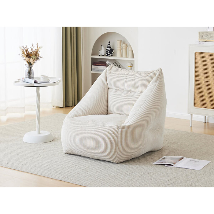 Pouf en velours côtelé "Medellin" - Beige - 85 x 85 x 72 cm