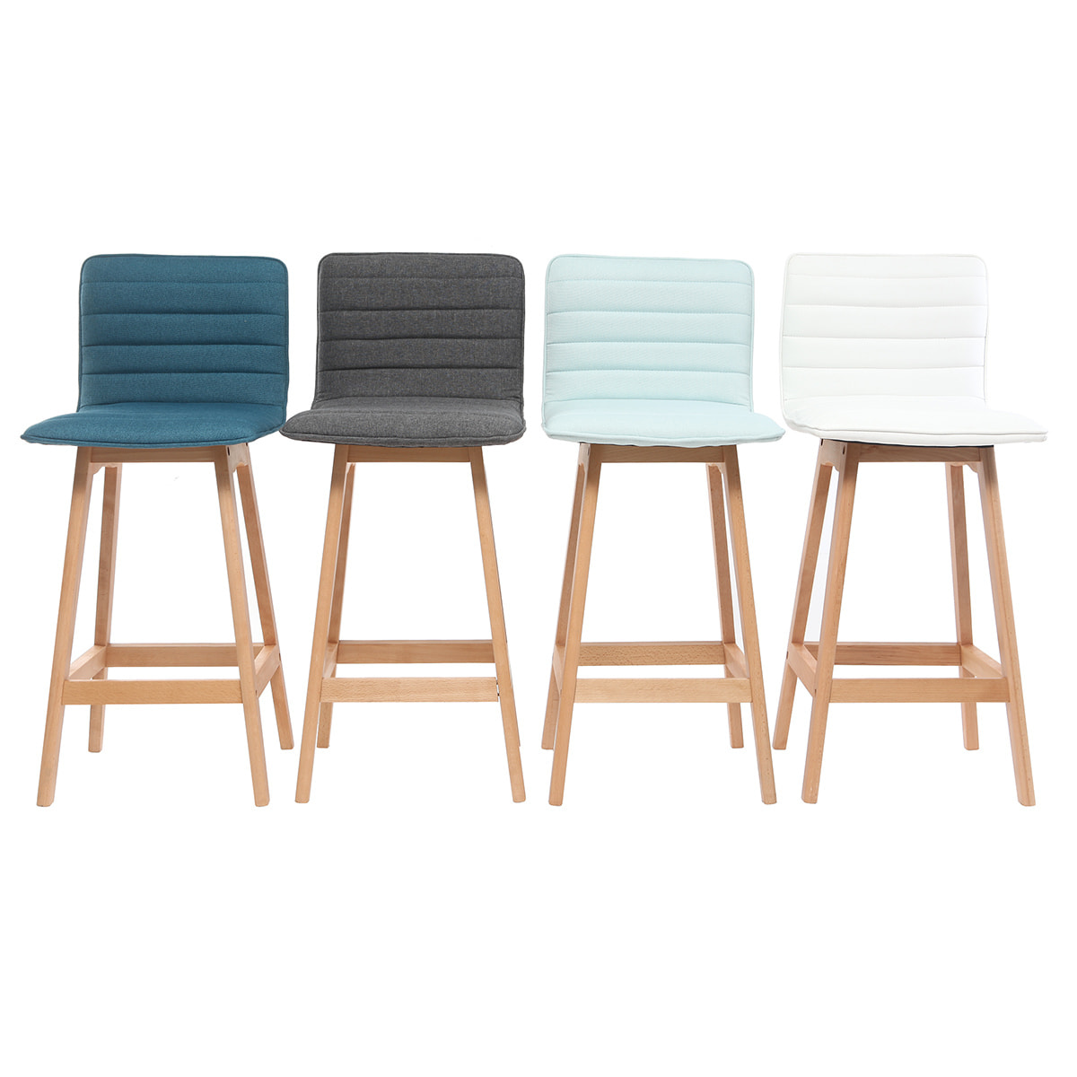 Tabouret de bar design bois et blanc 65 cm (lot de 2) EMMA