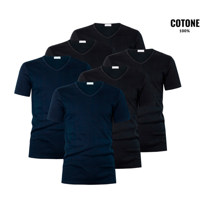 6 T-shirt da Uomo 100% Cotone LIABEL Art. 4428/t53 Scollo V