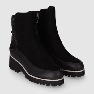 Botines de Serraje - Negro - Tacón: 5 cm