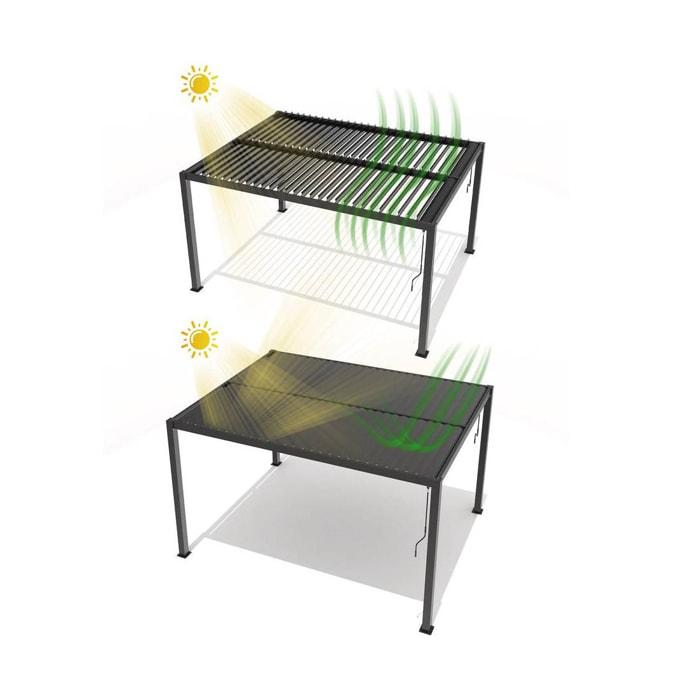 Pergola bioclimatique en aluminium ''Milla'' - 3 x 3 m - Argenté