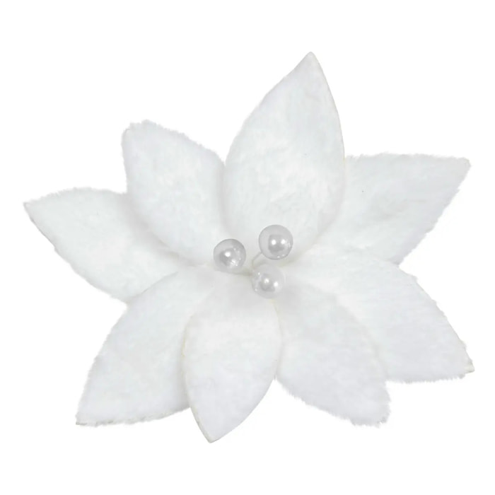 Décoration de sapin poinsettia blanc 25cm