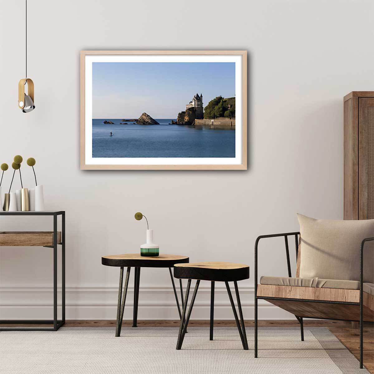 Affiche photo marée haute sur la villa belza Affiche + cadre en bois - Chêne