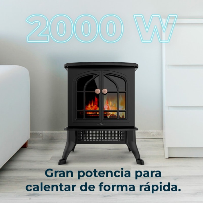 Chimenea Eléctrica de Pie ReadyWarm 2000 Flames. 2000 W, 2 Niveles de Potencia,