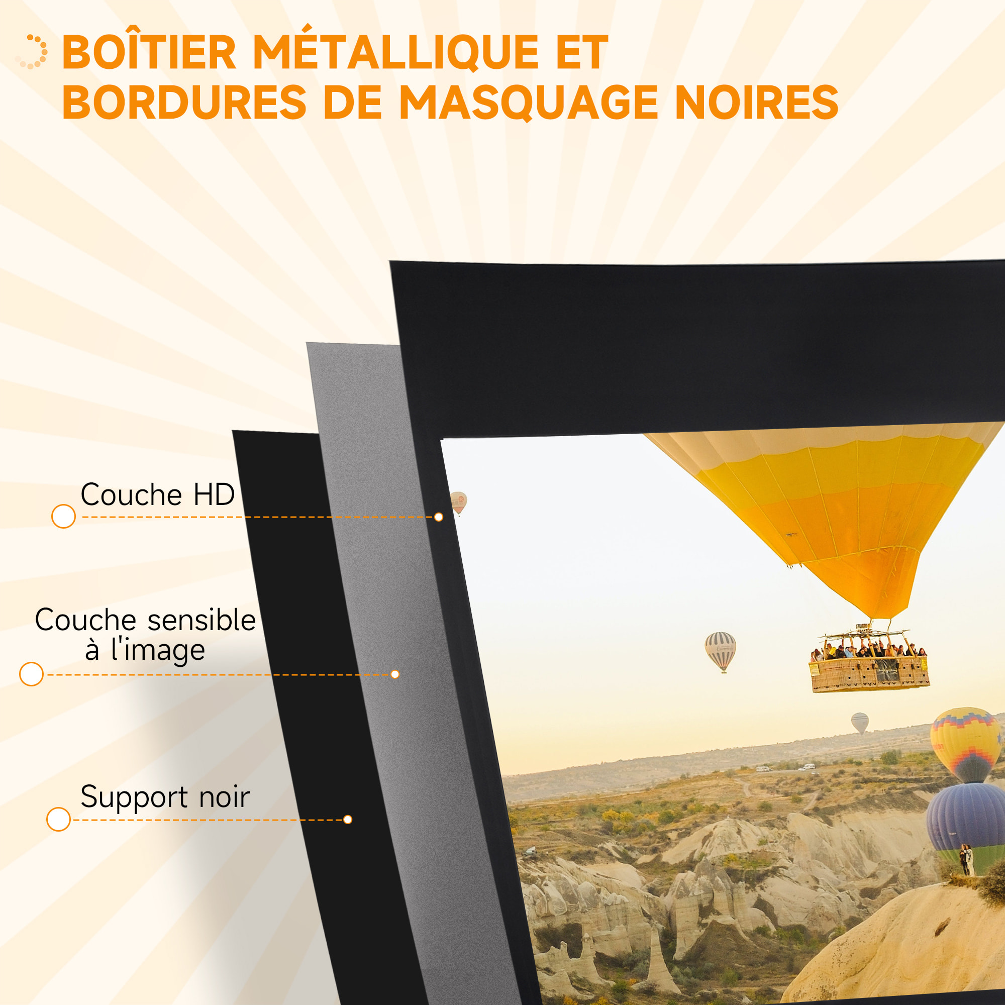 Écran de projection avec support trépied réglable en hauteur home-cinéma vidéo projecteur format 16:9 100 pouces noir