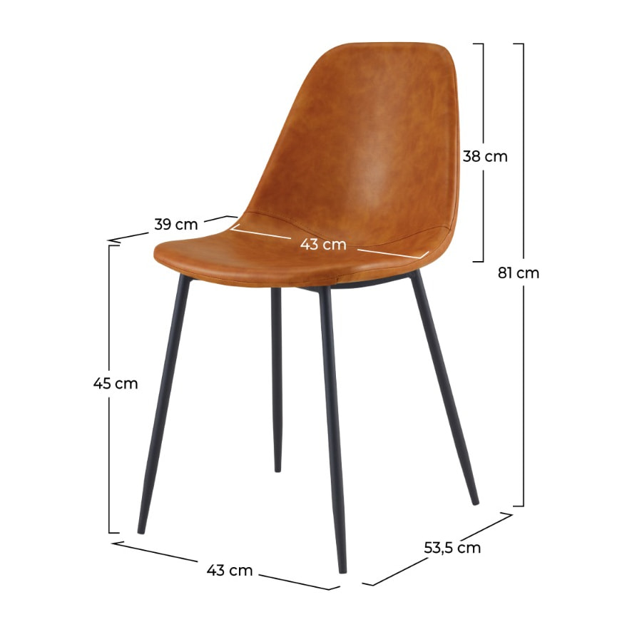 Lot de 2 chaises en cuir synthétique camel - Henrik