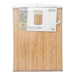 Panier à linge rond bambou 48L