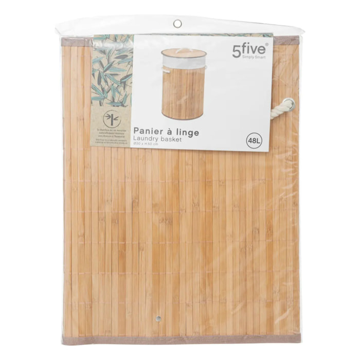 Panier à linge rond bambou 48L