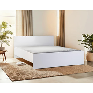 Hayato - lit - 160x200 - sommier inclus - bois et blanc - Bois / Blanc