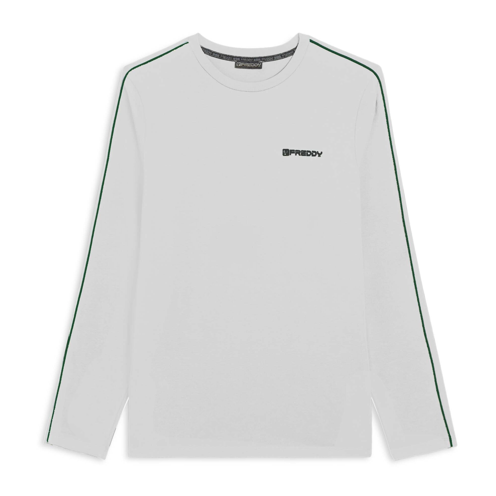 T-shirt manica lunga in jersey con cuciture a contrasto