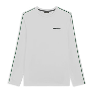 T-shirt manica lunga in jersey con cuciture a contrasto