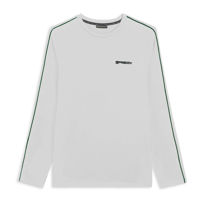 T-shirt manica lunga in jersey con cuciture a contrasto