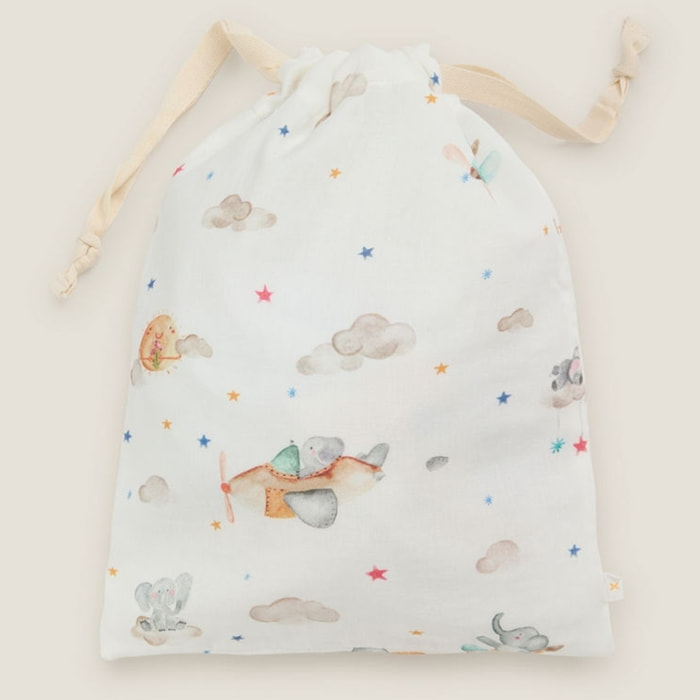 Bolsa de merienda elefantes voladores

 Sielu color blanco Algodón