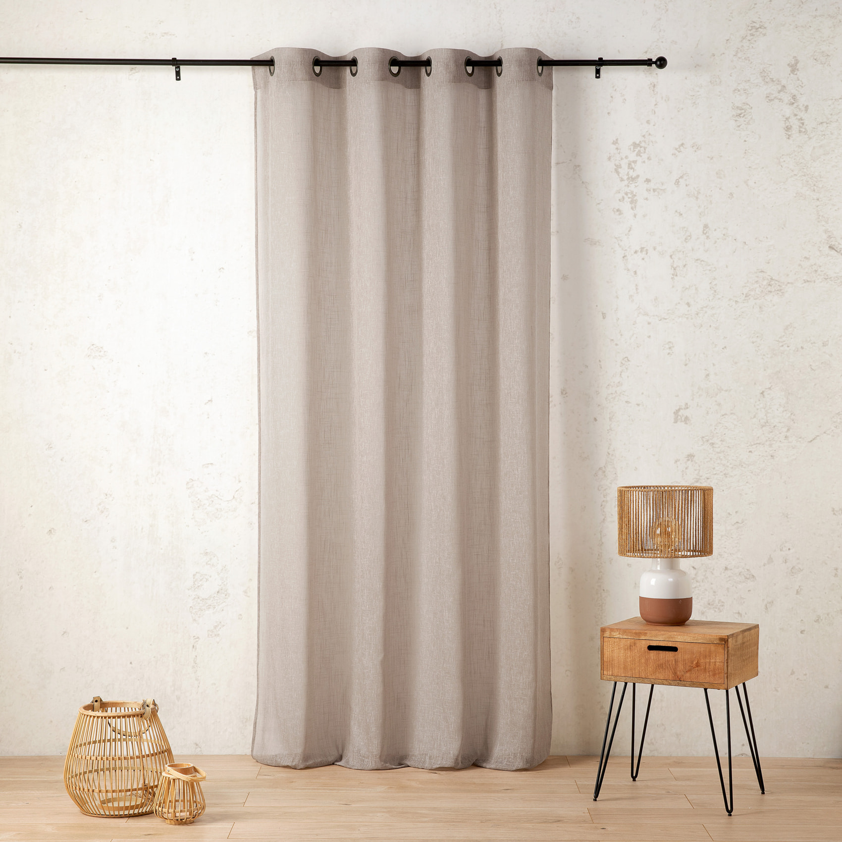 Voilage en polycoton chiné - Taupe