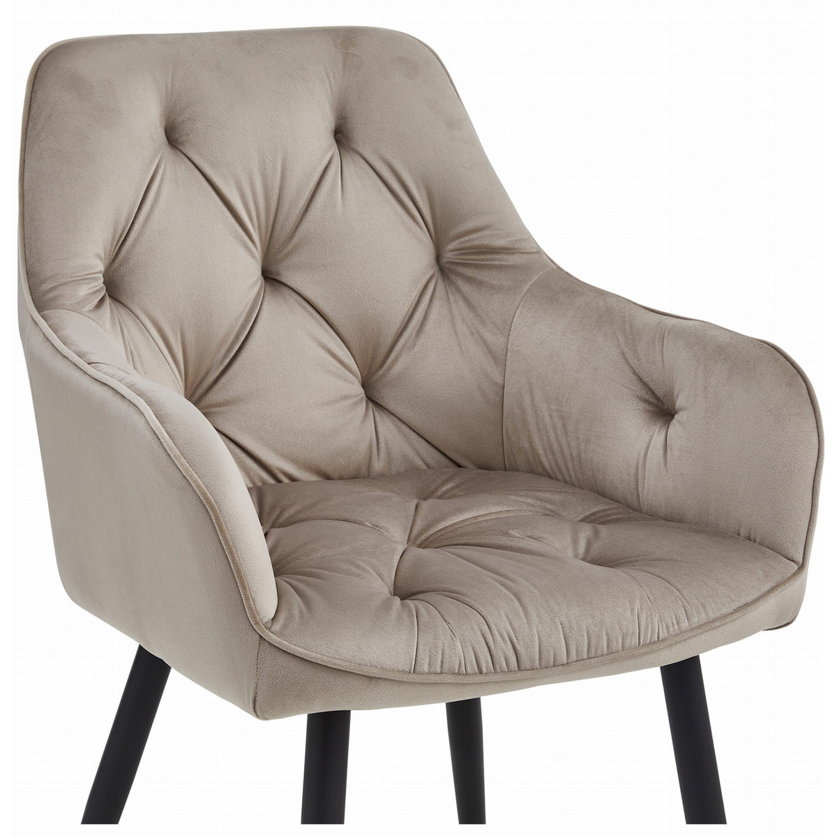 Sedia Jork Velvet con braccioli in velluto beige e gambe nere