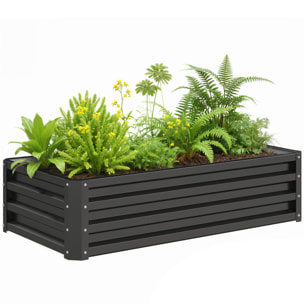 Jardinera Exterior Grande de Acero Galvanizado, Huerto Urbano Elevado para Cultivar Plantas, Flores, Hierba, Macetero Exterior Rectangular con Fondo Abierto, 120x60x30,5 cm, Gris