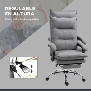 Silla de Masaje con 6 Puntos de Masaje y 5 Modos Silla de Escritorio Reclinable con Función de Calefacción Altura Ajustable Reposapiés y Ruedas para Estudio 66x74x114-121,5 cm Gris