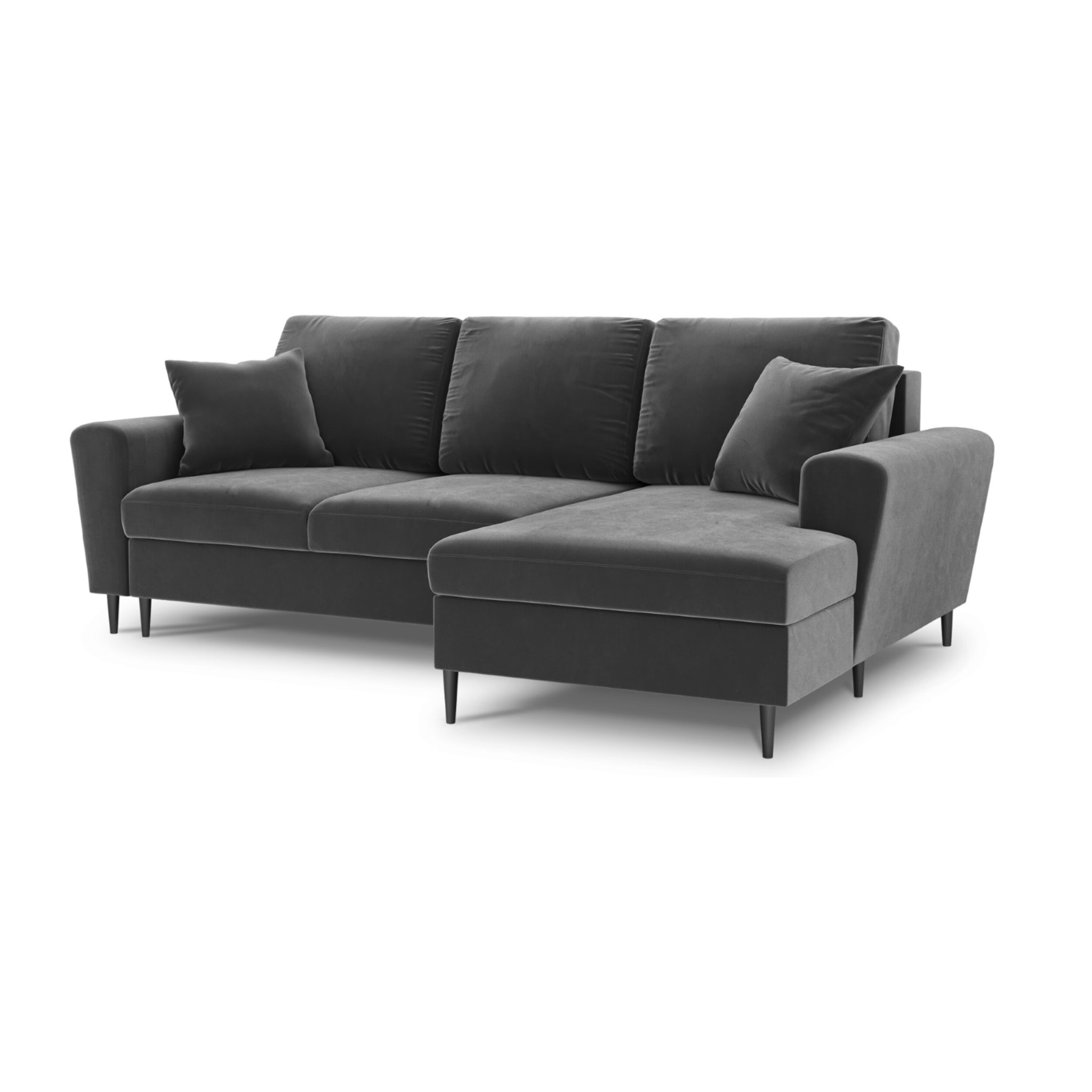 Canapé d'angle droit convertible avec coffre de rangement "Kyoto" 4 places en velours gris clair