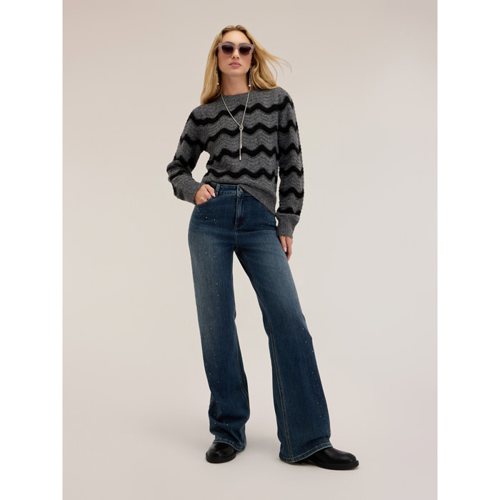 Motivi - Jeans wide con applicazioni di strass - Blu