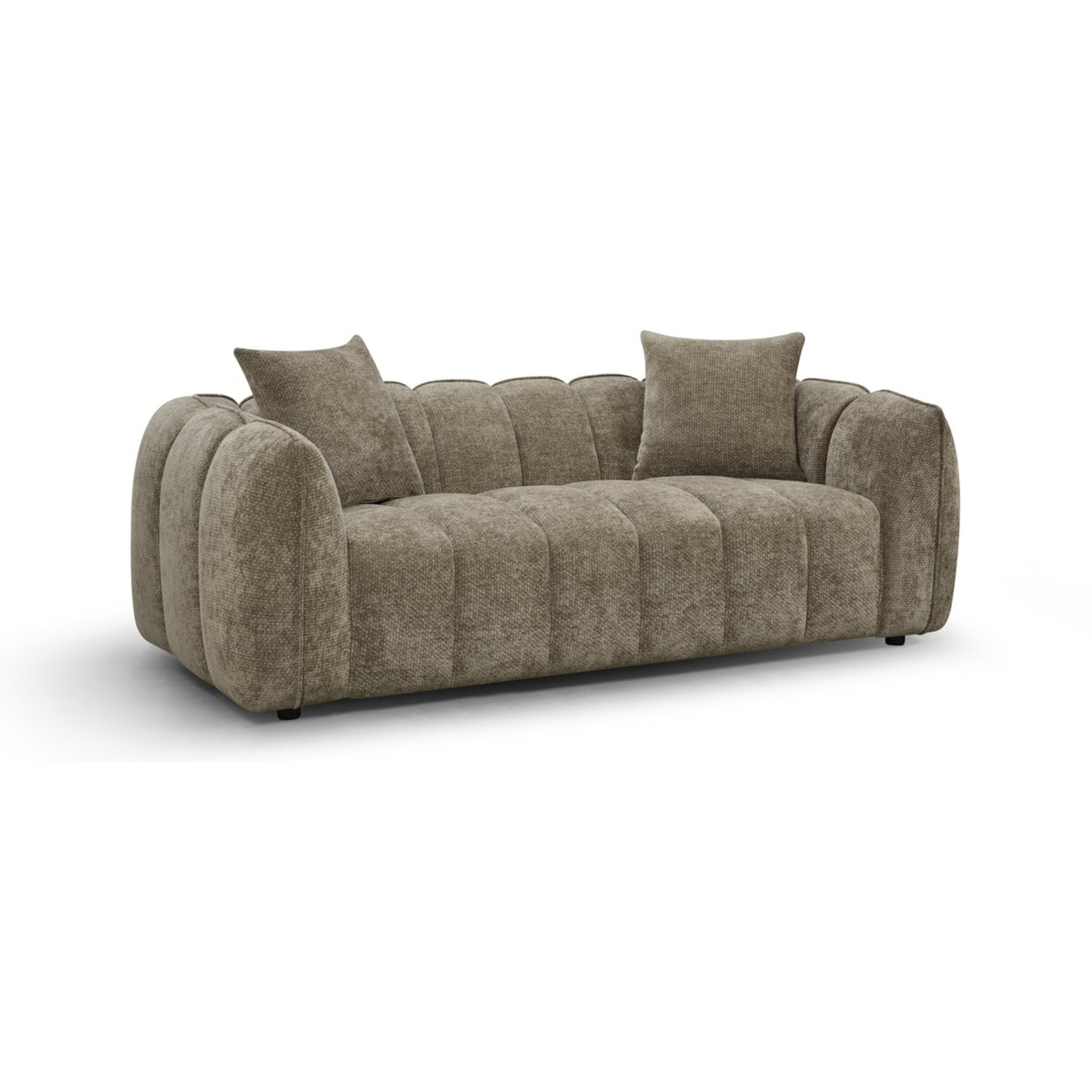 Canapé droit en tissu style bubble "Balzac" - 3 places - Taupe