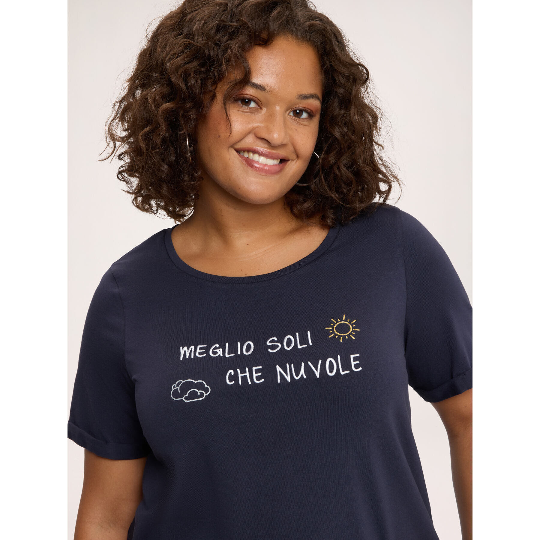 Fiorella Rubino - Camiseta de algodón con frase irónica - Azul