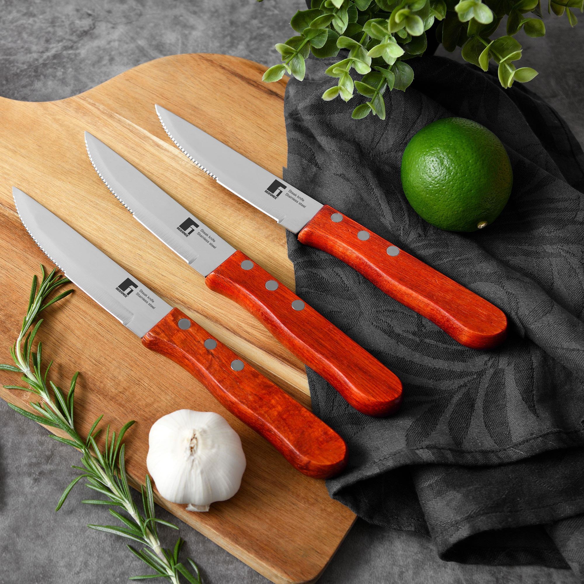 Bergner LOVERS Set de 4 Cuchillos BBQ en acero inoxidable