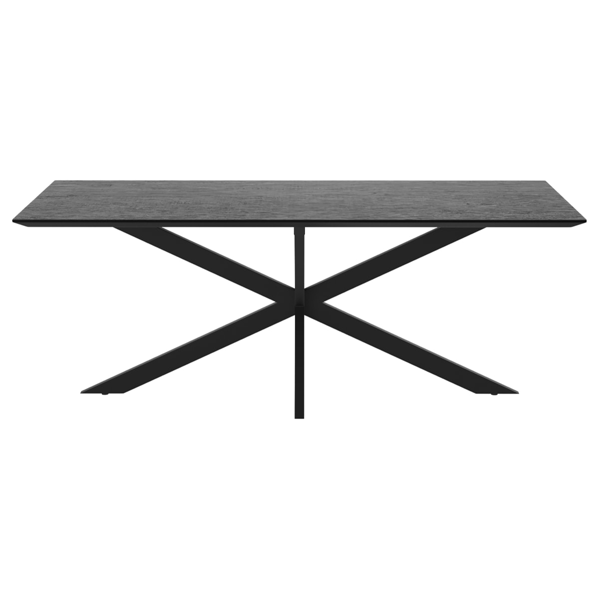 Table rectangulaire 8 personnes en bois de teck recyclé noir 220 cm - Marvel