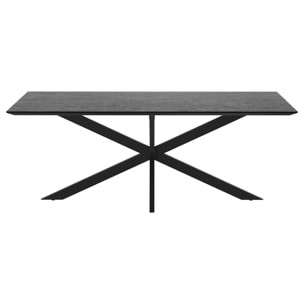 Table rectangulaire 8 personnes en bois de teck recyclé noir 220 cm - Marvel
