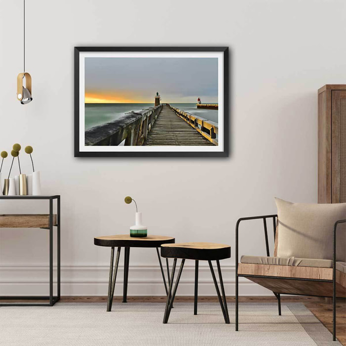 Affiche photo capbreton glassy sous estacade Affiche sous cadre noir