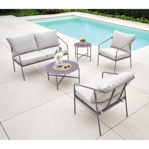 Salon de jardin en acier - 4 places - Anthracite - CAP FERRET