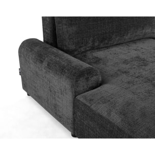 Nelly - canapé d'angle gauche 4 places convertible avec coffre en velours texturé - Gris Anthracite