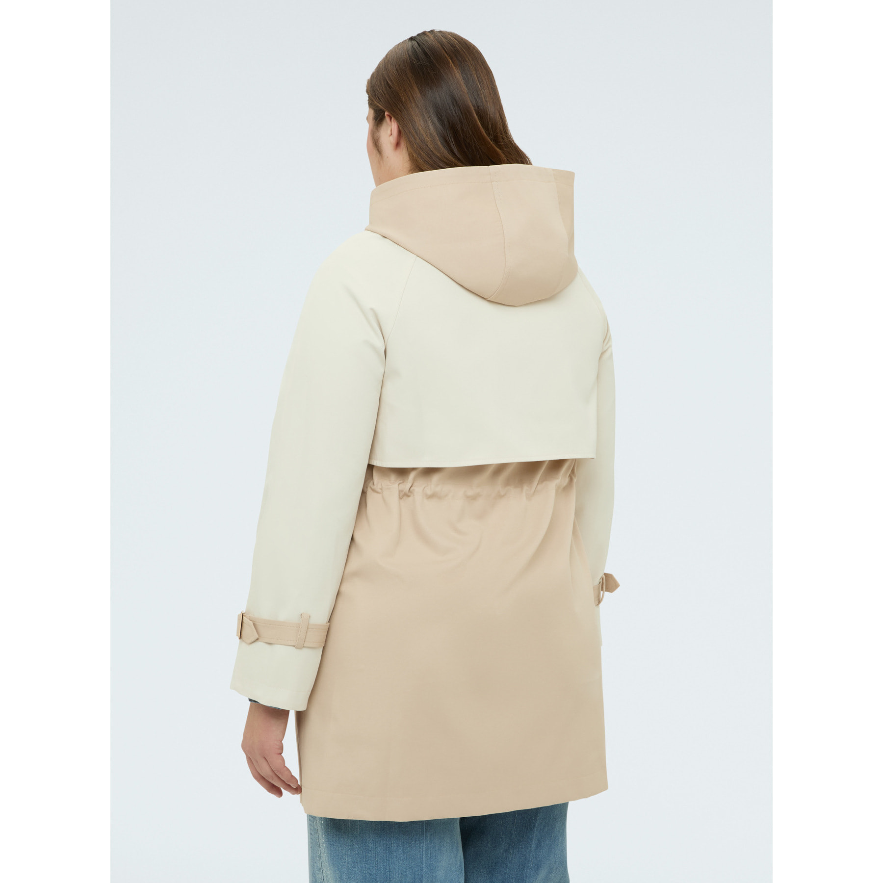 Fiorella Rubino - Trench bicolor con capucha - Beige