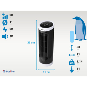 Ventilateur tour compact rotatif noir