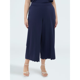 Fiorella Rubino - Pantalones cropped con dobladillo bordado - Azul